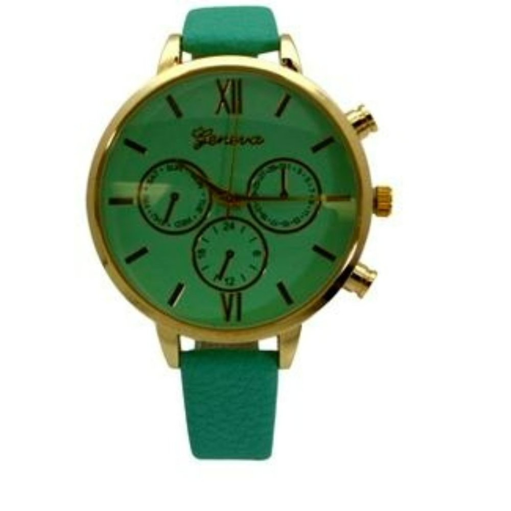 Olivia Pratt Three Subdial Gold Accented Leather Strap Watch